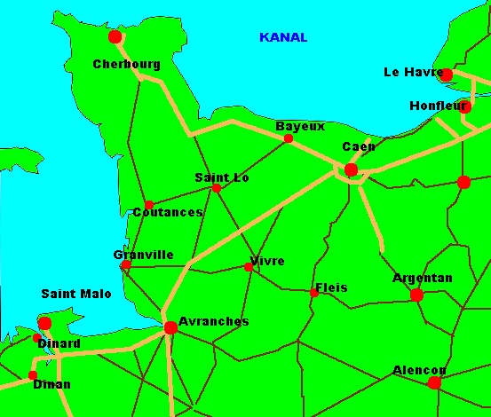 Karte nach Honfleur